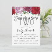 Tendy Floral Blooms Twins Baby shower Kaart (Staand voorkant)