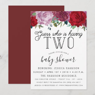 Tendy Floral Blooms Twins Baby shower Kaart