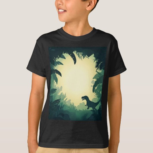 Tendy T-Rex Dinosaur T-shirt - Zwart (Voorkant)