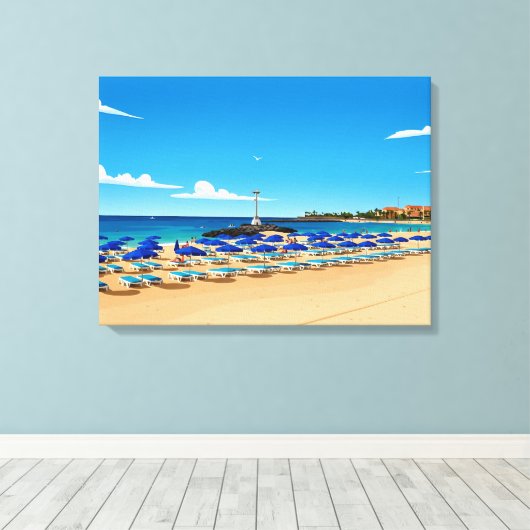 Tenerife beach view canvas print (Insitu (Houten vloer))
