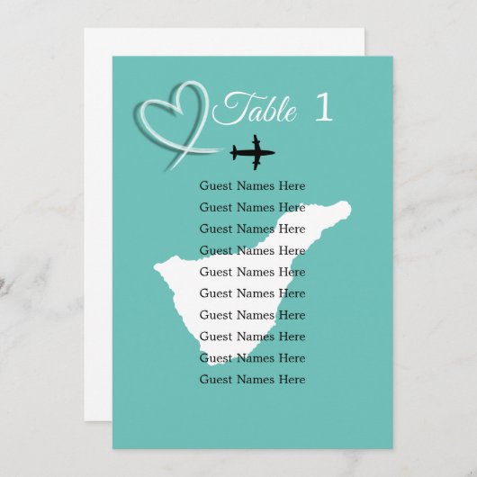 Tenerife Bestemming Trouwtafel Plan Kaart (Voorkant / Achterkant)