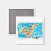 Tenerife Canarias Spain Illustrated Map with Landm Magneet (Voorkant / Achterkant)