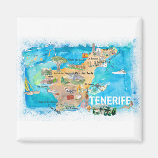 Tenerife Canarias Spain Illustrated Map with Landm Magneet