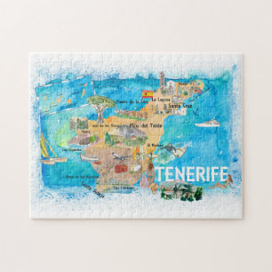Tenerife Canarias Spanje Illustrate Map Legpuzzel