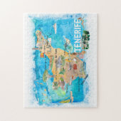 Tenerife Canarias Spanje Illustrate Map Legpuzzel (Verticaal)