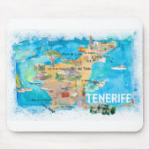 Tenerife Canarias Spanje Illustrate Map met Landm Muismat (Voorkant)