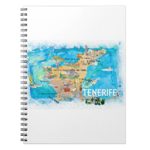 Tenerife Canarias Spanje Illustrate Map met Landm Notitieboek