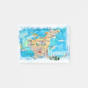 Tenerife Canarias Spanje Illustrate Map met Landm Post-it® Notes