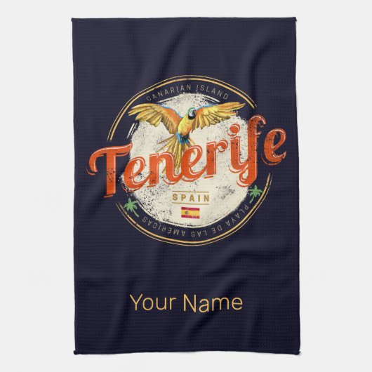 Tenerife en Papegaai Canarische Eilanden Spanje Vi Theedoek (Verticaal)