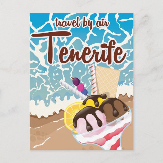 Tenerife ijs cartoon reisposter briefkaart (Voorkant)