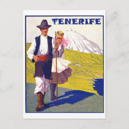 Tenerife, koppel dorpsbewoners, Spanje, vintage Briefkaart