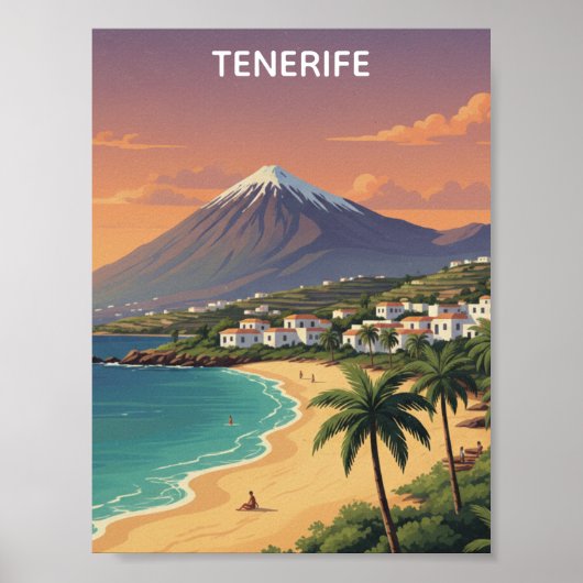 Tenerife Mount Teide Canarisch Eiland Reis Retro Poster (Voorkant)