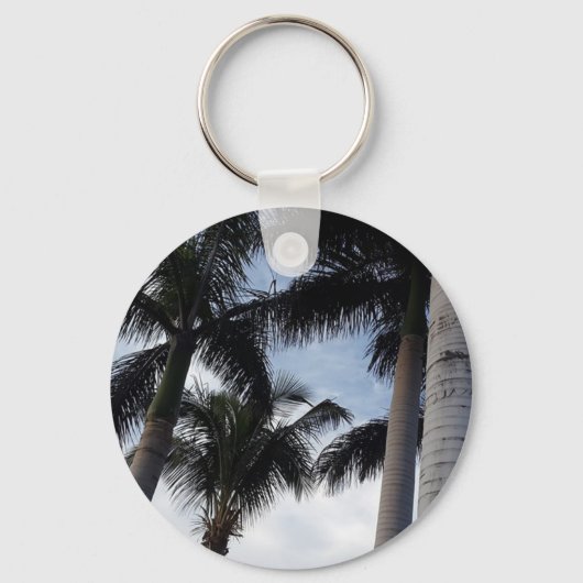 Tenerife Palm Trees Button Key Ring Sleutelhanger (Voorkant)