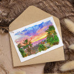 Tenerife Spanje Canarische Eilanden vintage reizen Briefkaart<br><div class="desc">Prachtig Tenerife Spanje kunstwerk met het prachtige landschap van het Canarische eiland. Werkt geweldig als een souvenir en cadeau idee.</div>