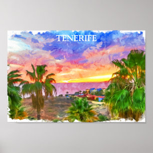 Tenerife Spanje Canarische Eilanden vintage reizen Poster