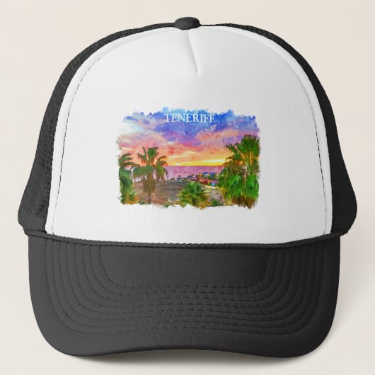 Tenerife Spanje Canarische Eilanden vintage reizen Trucker Pet (Voorkant)