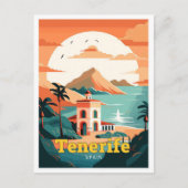 Tenerife Spanje Reizen Kunst Vintage Illustratie Briefkaart (Voorkant)