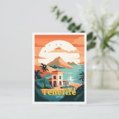 Tenerife Spanje Reizen Kunst Vintage Illustratie Briefkaart (Staand voorkant)