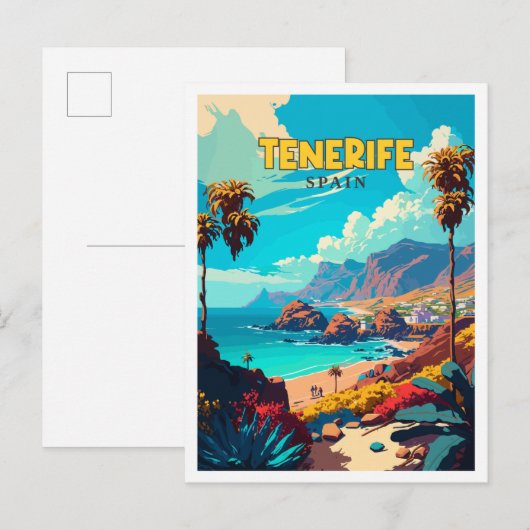 Tenerife Spanje vintage reisillustratie Briefkaart (Voorkant / Achterkant)