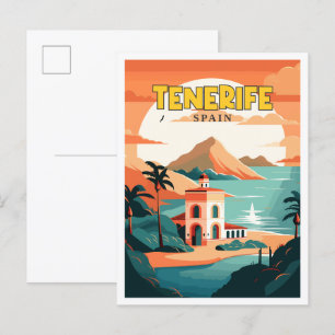 Tenerife Spanje vintage reisillustratie Briefkaart