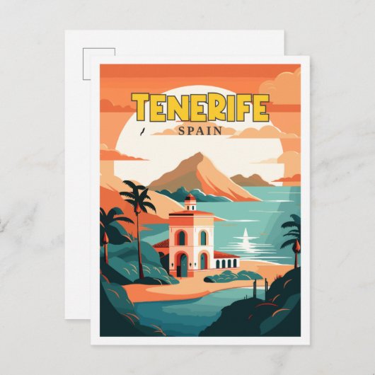 Tenerife Spanje vintage reisillustratie Briefkaart (Voorkant / Achterkant)