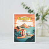 Tenerife Spanje vintage reisillustratie Briefkaart (Staand voorkant)
