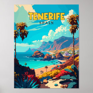 Tenerife Spanje vintage reisillustratie Poster