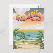 Tenerife strand Holiday poster Briefkaart (Voorkant / Achterkant)