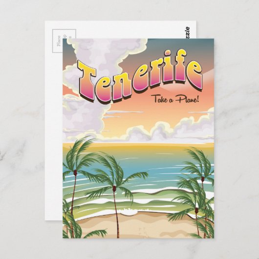 Tenerife strand Holiday poster Briefkaart (Voorkant / Achterkant)