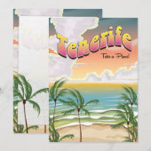 Tenerife strand Holiday poster Feestdagenkaart (Voorkant / Achterkant)