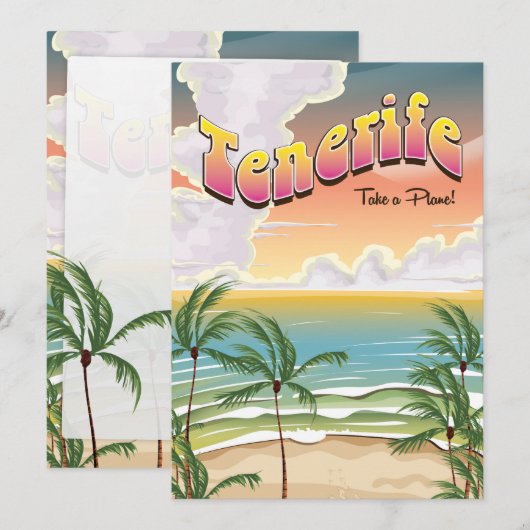 Tenerife strand Holiday poster Feestdagenkaart (Voorkant / Achterkant)