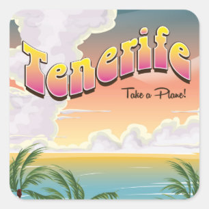 Tenerife strand klassieke vakantieposter vierkante sticker