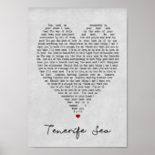 Tenerife Zee Gray Heart Song Lyric Wall Art Afdruk Poster (Voorkant)