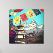 Tengboche Monastery Everest View Artwork Canvas Afdruk (Voorkant)