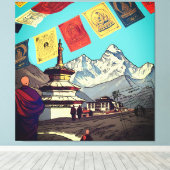 Tengboche Monastery Everest View Artwork Canvas Afdruk (Insitu (Houten vloer))