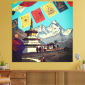 Tengboche Monastery Everest View Artwork Canvas Afdruk (Insitu (Woonkamer))