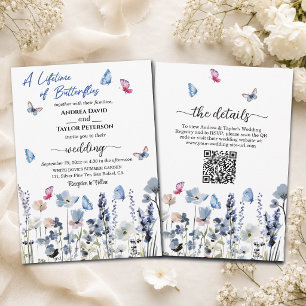 Tengelsblauwe Wilde Bloemen Alles in Eén QR Code H Kaart
