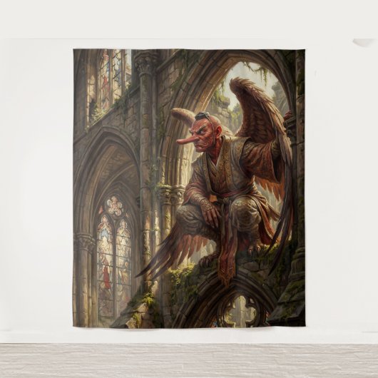 Tengu op de ruïne van de kathedraal wandkleed (Voorkant)