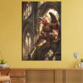 Tengu Perched in the Ruined Cathedral Canvas Afdruk (Insitu (Woonkamer))