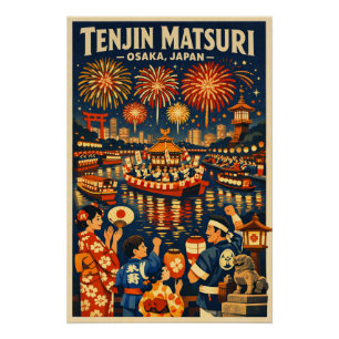 Tenjin Matsuri-festival in Osaka, Japan reis Perfect Poster