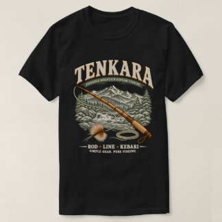Tenkara – Vintage Japanse Fly Fishing Zwart T-shirt
