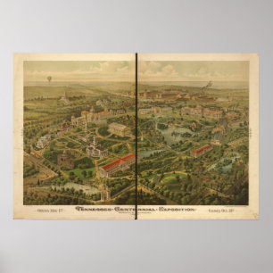 Tenn Centennial Expo 1897 Antiek Panorama Poster