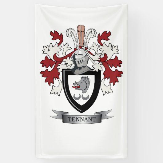 Tennant Family Crest Coat of Arms Spandoek (Verticaal)