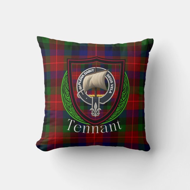 Tennant Schotse Clan Tartan & Crest Kussen (Voorkant)