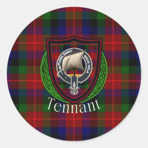 Tennant Schotse Clan Tartan & Wapen Ronde Sticker