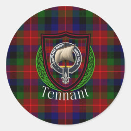 Tennant Scottish Clan Tartan & Crest Ronde Sticker