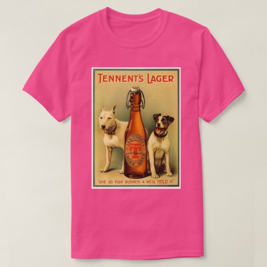Tennents  Lager Beer Adverteren afdrukken T-shirt (Design voorkant)