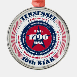 Tennessee 16e staat kerstversiering metalen ornament