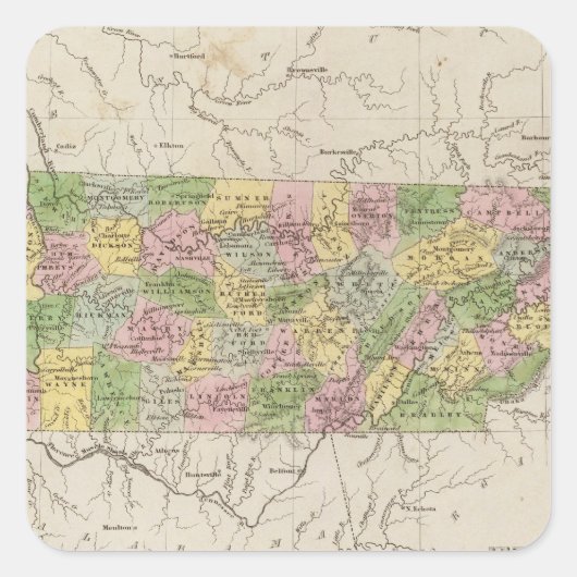 Tennessee 4 vierkante sticker (Voorkant)