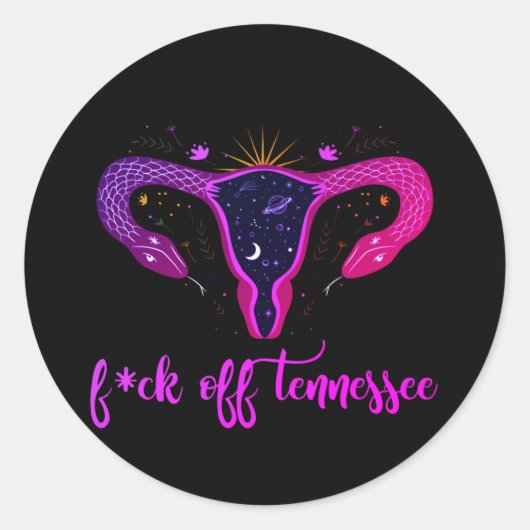 Tennessee Abortion Ban Celestial Uterus Protest Ronde Sticker (Voorkant)